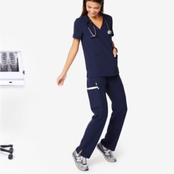 Figs Pants - Figs Kade Cargo Scrub Navy Pants Medium Petite